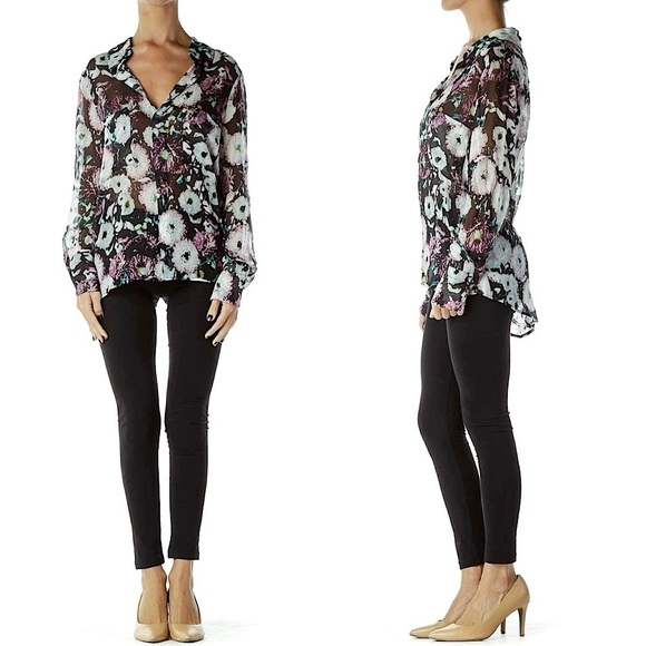 BCBGMAXAZRIA Emma Floral Silk Top - Picture 2 of 13
